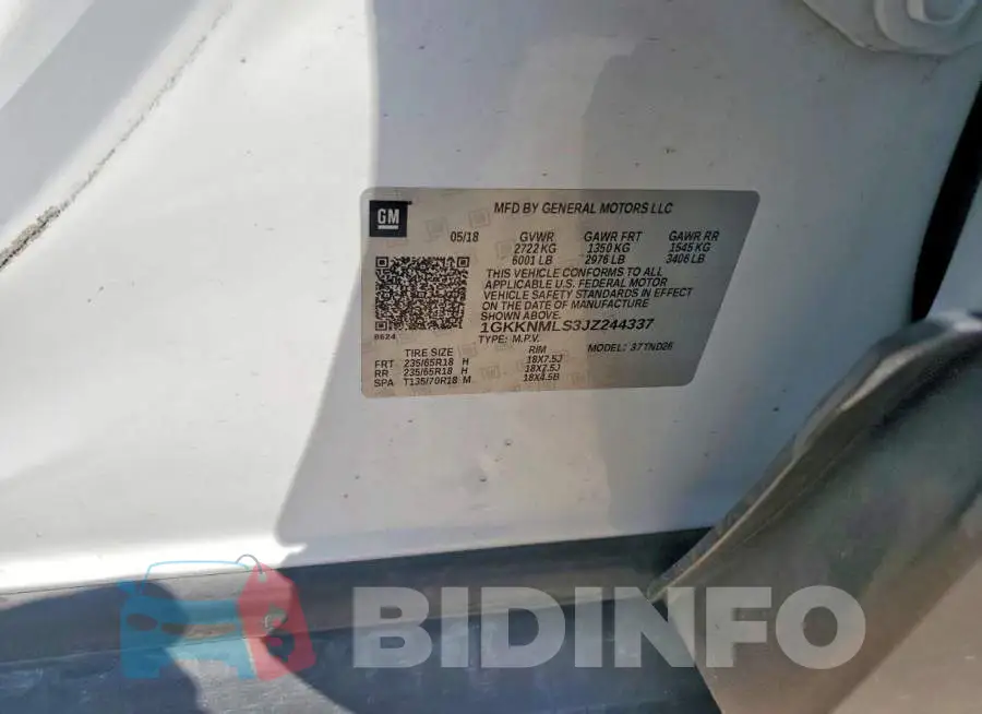 1GKKNMLS3JZ244337 Photo# 13