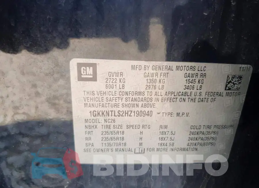 1GKKNTLS2HZ190940 Photo# 13