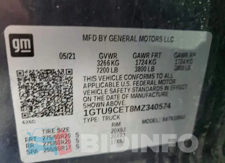 1GTU9CET8MZ340574 Photo# 12