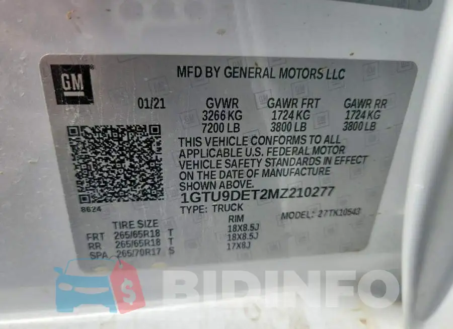 1GTU9DET2MZ210277 Photo# 12