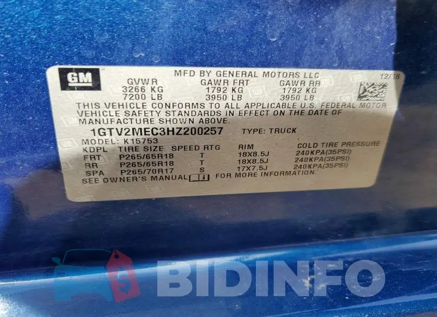 1GTV2MEC3HZ200257 Photo# 12