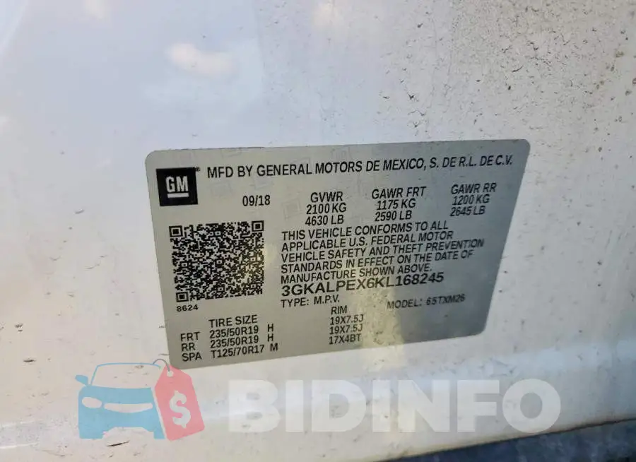 3GKALPEX6KL168245 Photo# 12