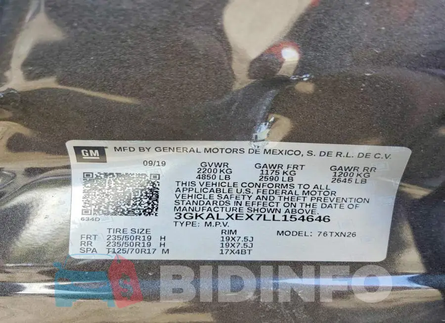 3GKALXEX7LL154646 Photo# 13