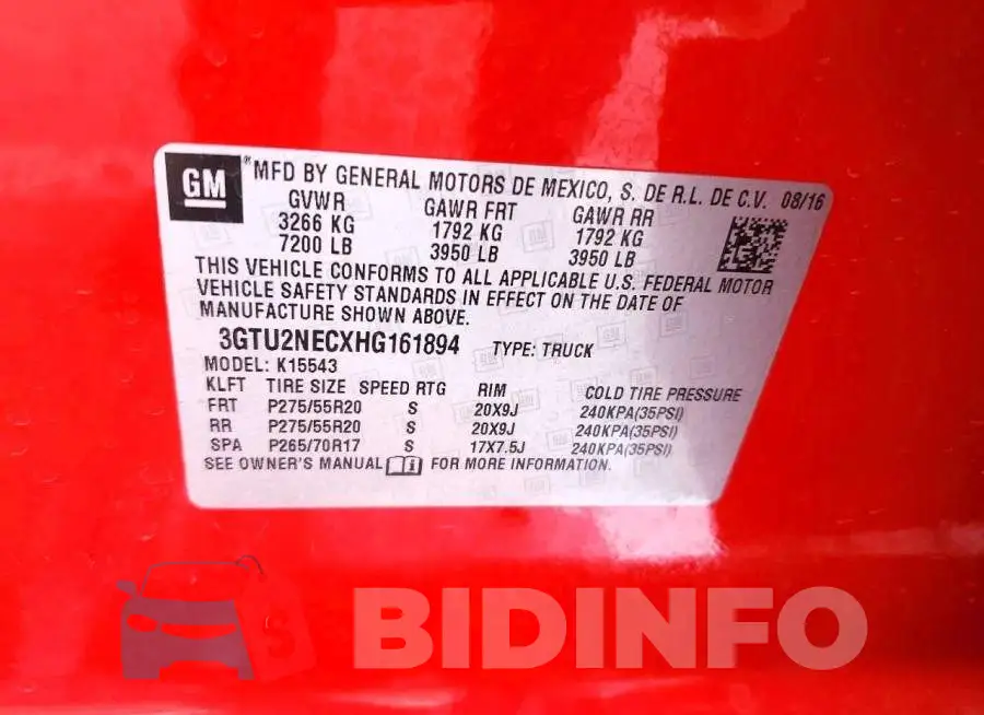 3GTU2NECXHG161894 Photo# 12
