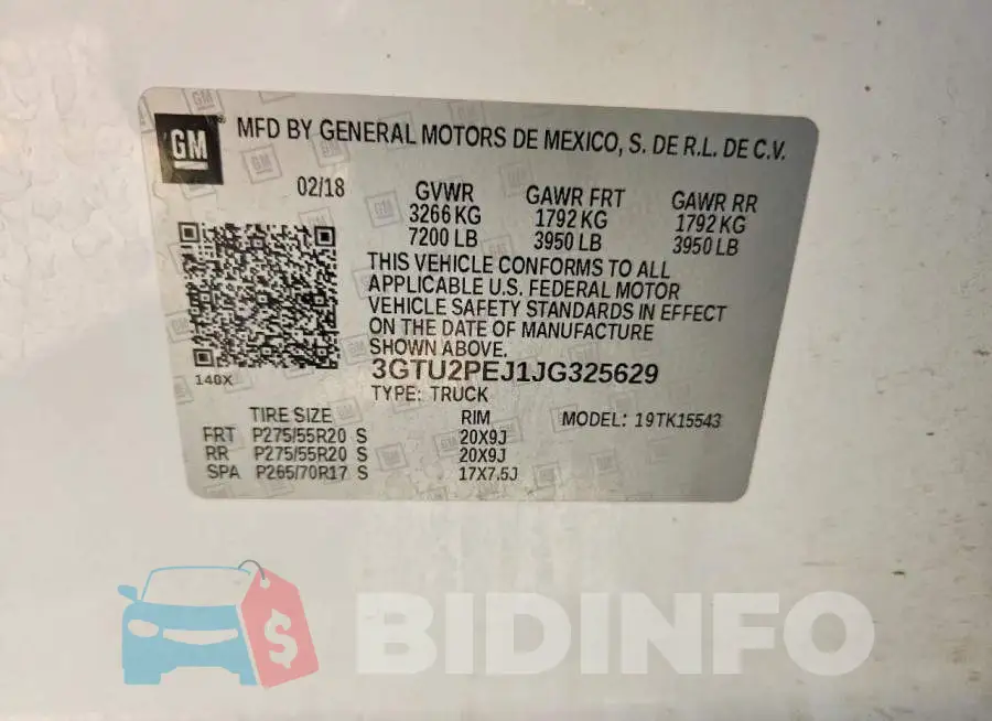 3GTU2PEJ1JG325629 Photo# 13