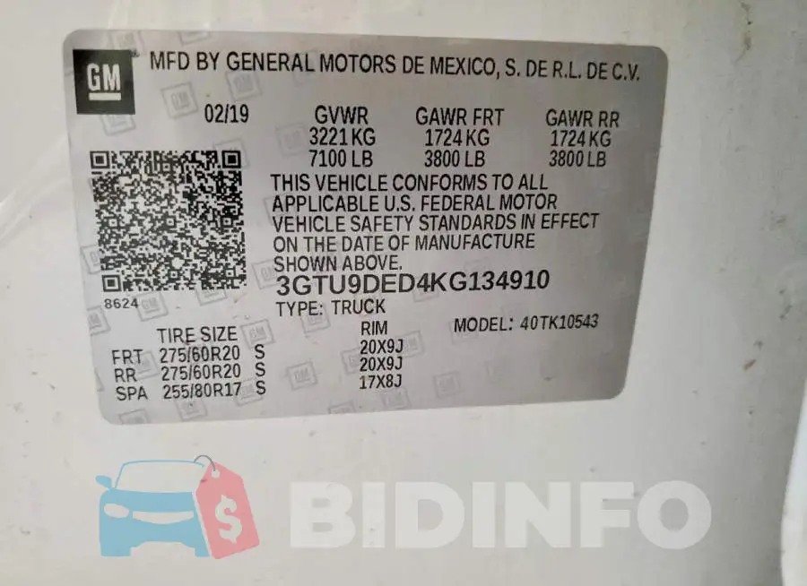 3GTU9DED4KG134910 Photo# 12