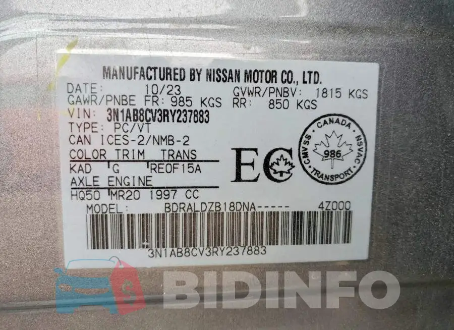 3N1AB8CV3RY237883 Photo# 12