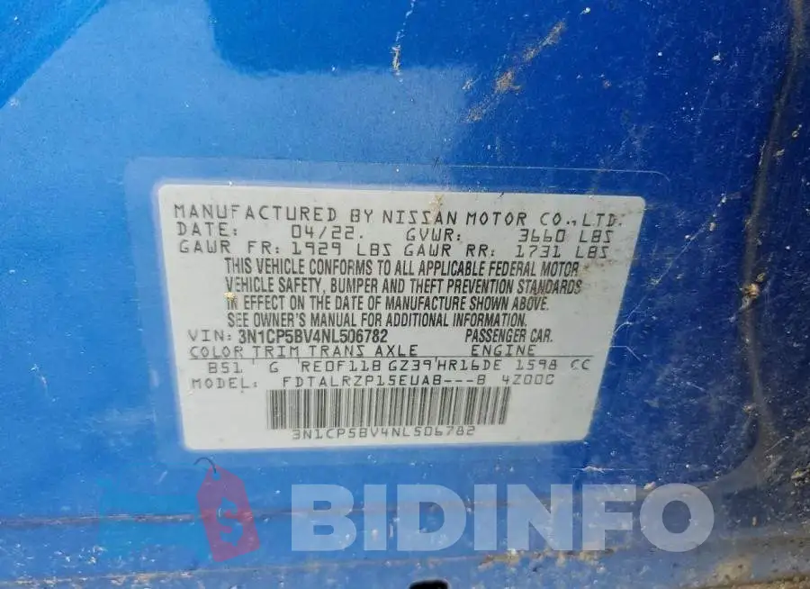 3N1CP5BV4NL506782 Photo# 12