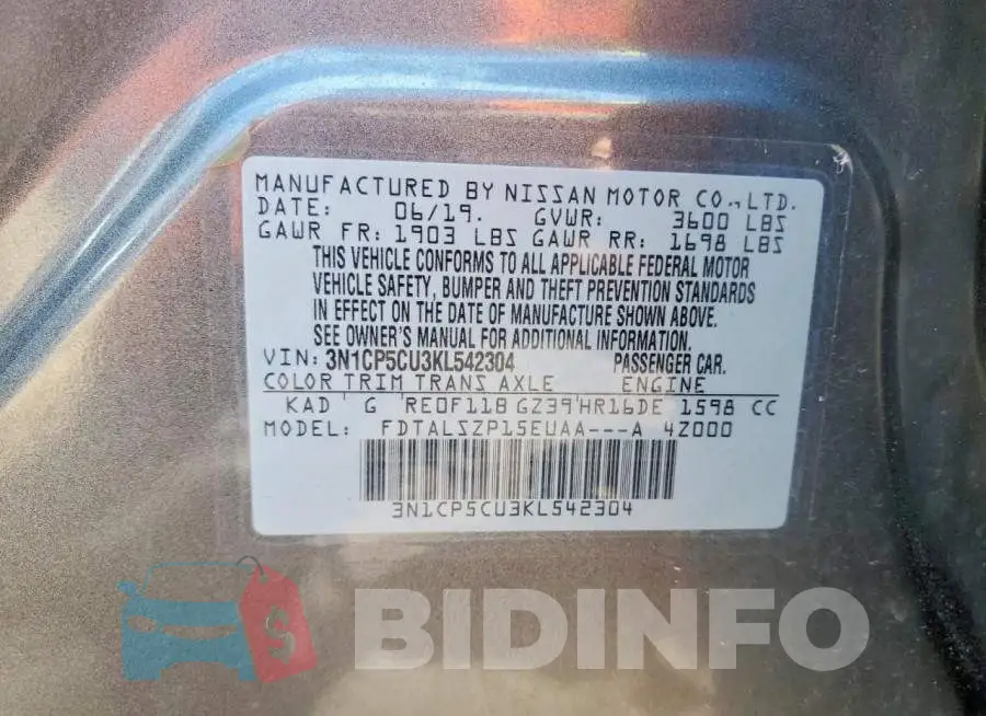 3N1CP5CU3KL542304 Photo# 12