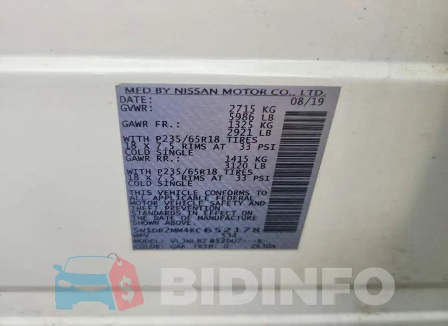5N1DR2MM4KC652178 Photo# 12
