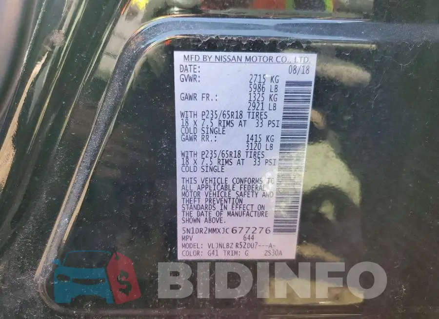 5N1DR2MMXJC677276 Photo# 12