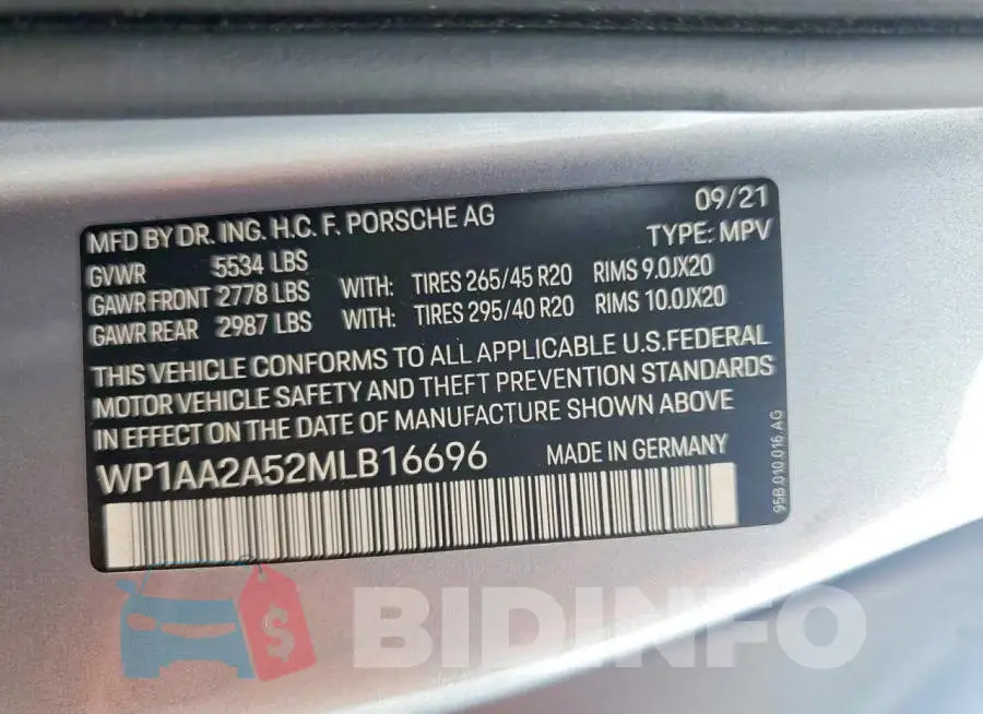 WP1AA2A52MLB16696 Photo# 14