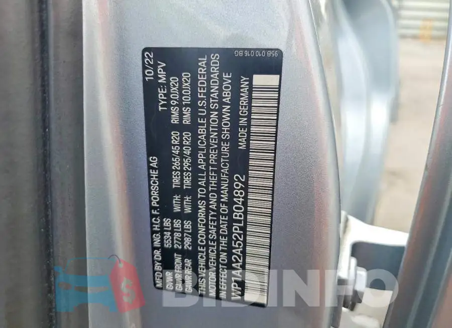 WP1AA2A52PLB04892 Photo# 13