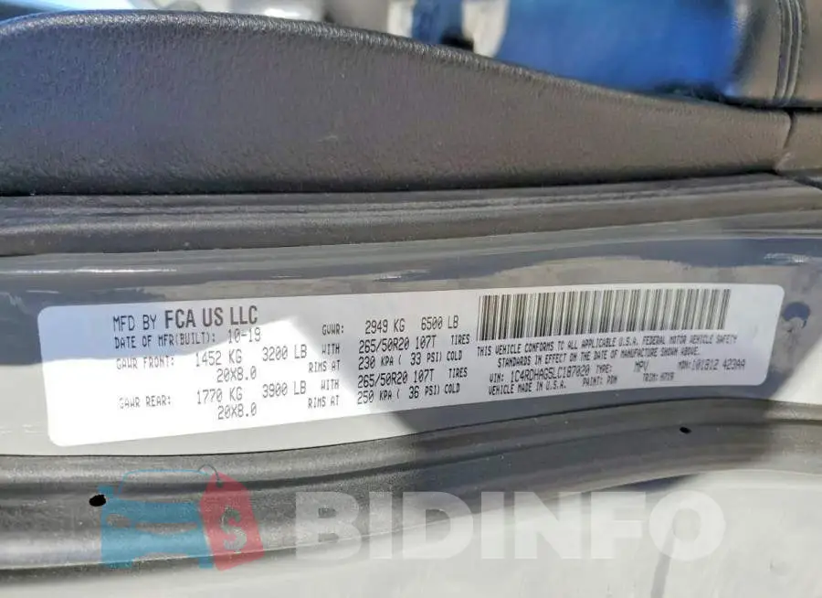 1C4RDHAG5LC187020 Photo# 14