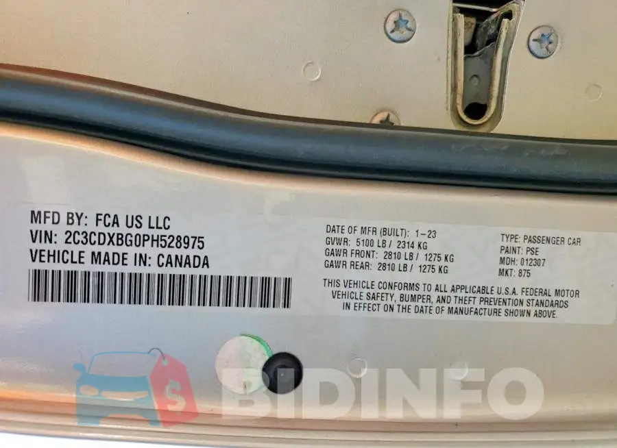 2C3CDXBG0PH528975 Photo# 13