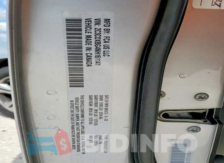 2C3CDXBG4NH161141 Photo# 14
