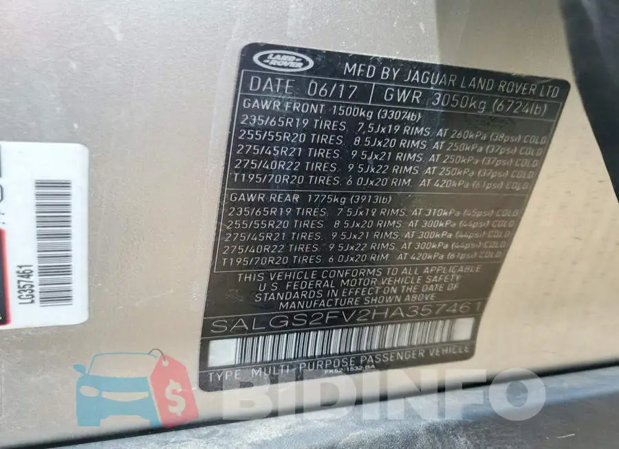 SALGS2FV2HA357461 Photo# 13