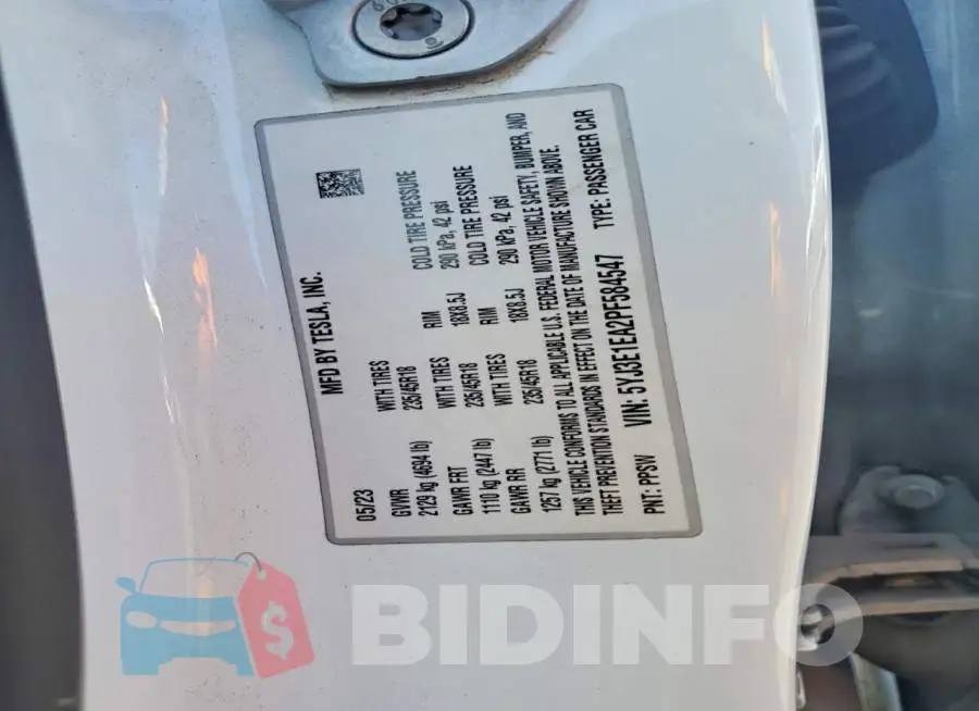 5YJ3E1EA2PF584547 Photo# 12