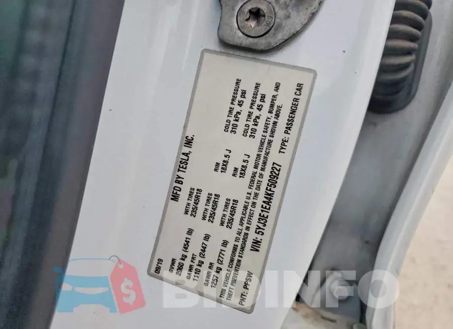 5YJ3E1EA4KF509227 Photo# 13