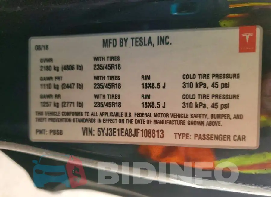 5YJ3E1EA8JF108813 Photo# 12