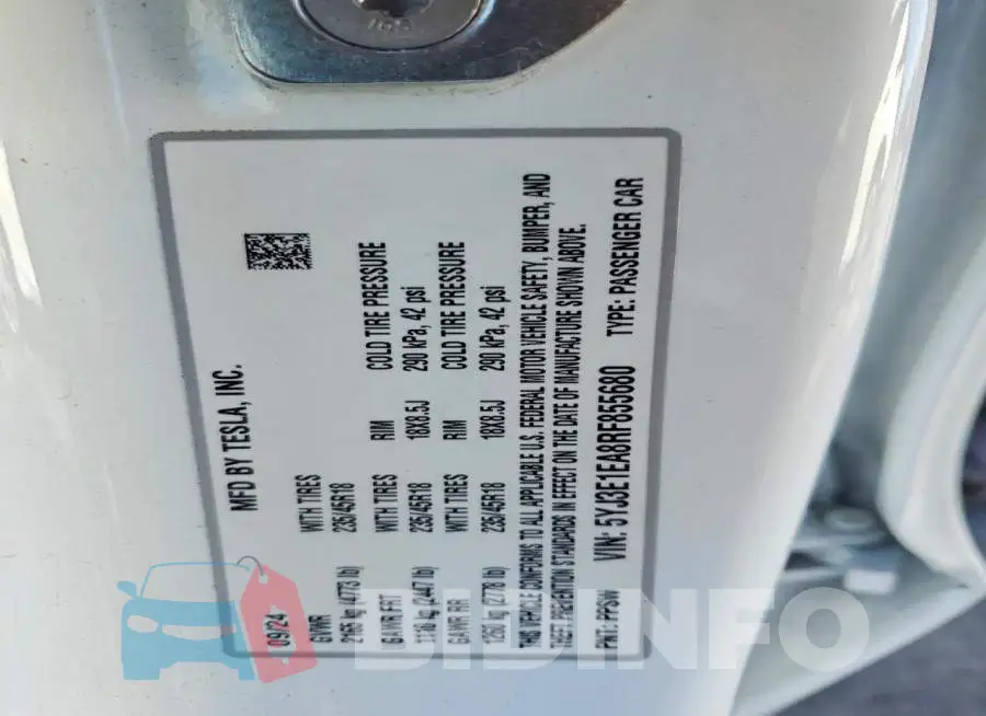 5YJ3E1EA8RF855680 Photo# 12