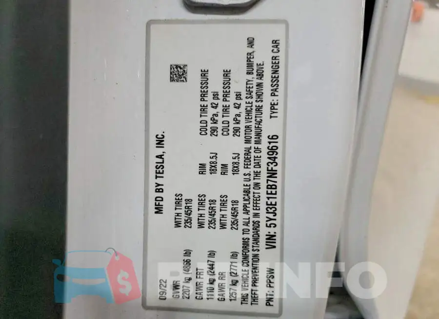 5YJ3E1EB7NF349616 Photo# 12