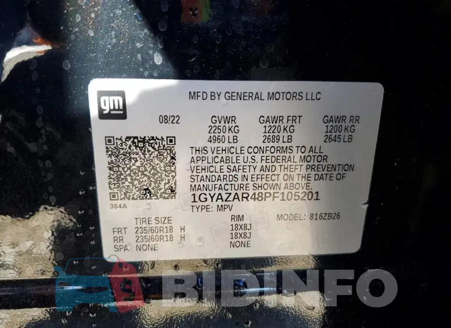 1GYAZAR48PF105201 Photo# 13