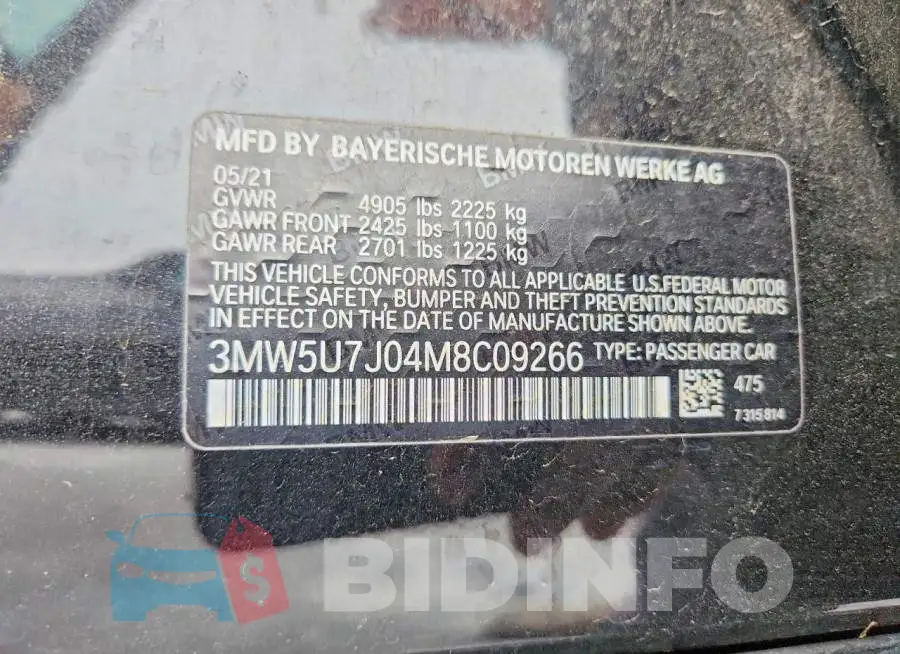 3MW5U7J04M8C09266 Photo# 12
