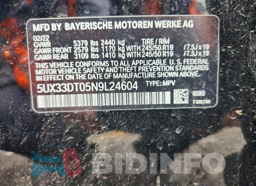 5UX33DT05N9L24604 Photo# 12