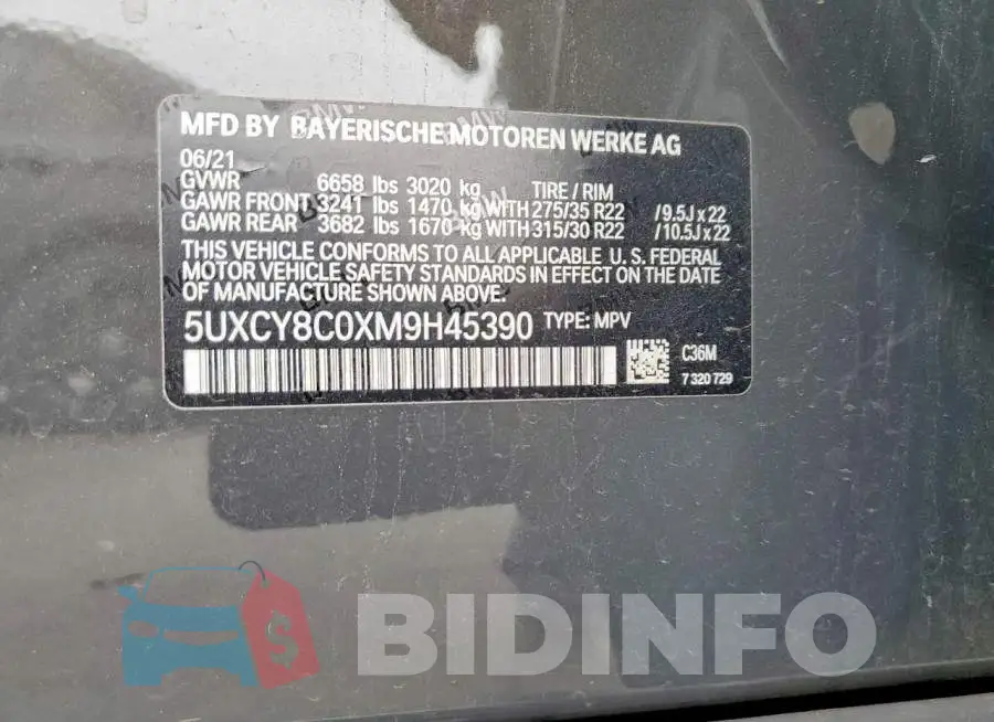 5UXCY8C0XM9H45390 Photo# 12