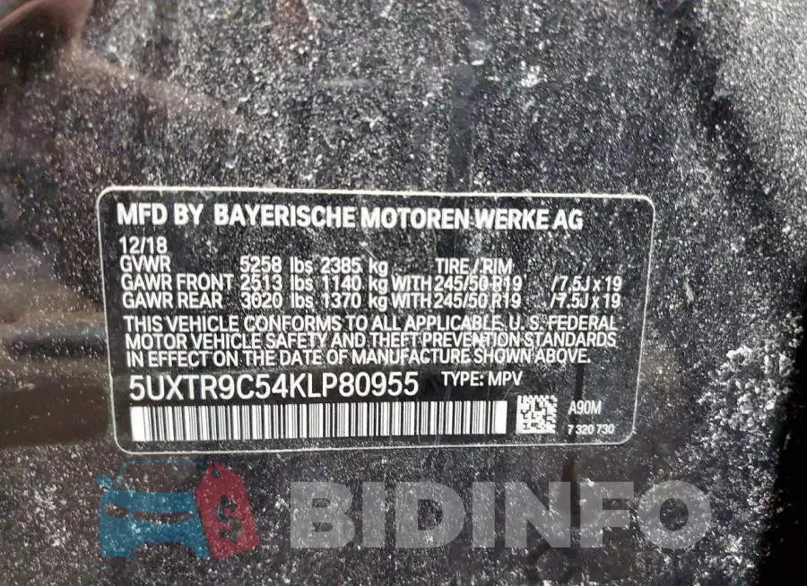 5UXTR9C54KLP80955 Photo# 13