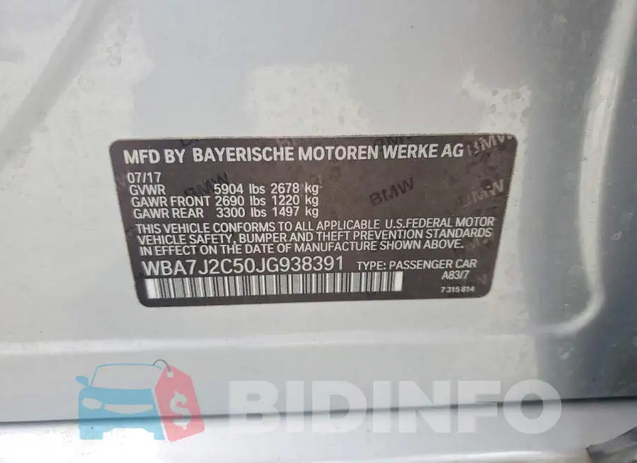 WBA7J2C50JG938391 Photo# 12