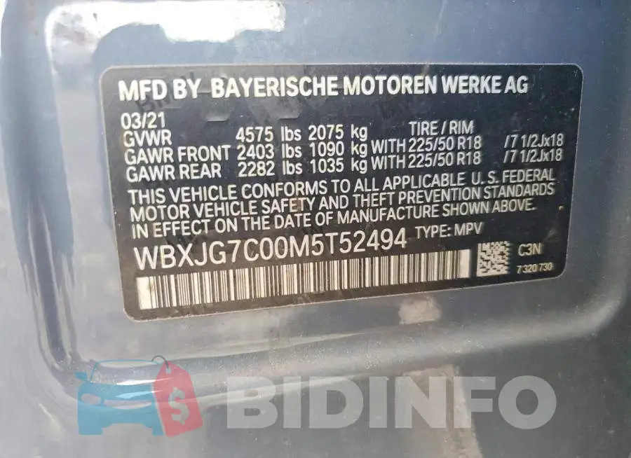 WBXJG7C00M5T52494 Photo# 13