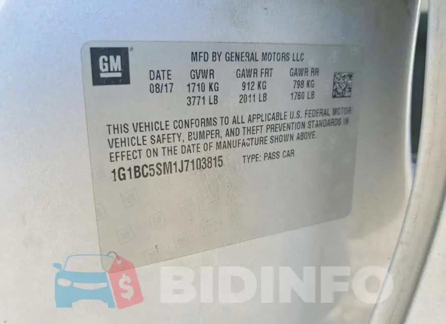 1G1BC5SM1J7103815 Photo# 12