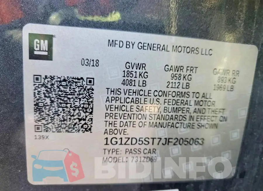 1G1ZD5ST7JF205063 Photo# 12