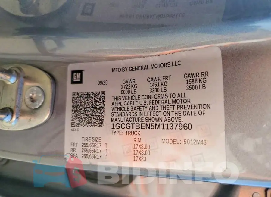 1GCGTBEN5M1137960 Photo# 12