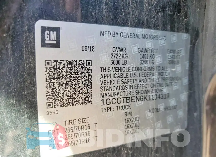 1GCGTBEN6K1134319 Photo# 12
