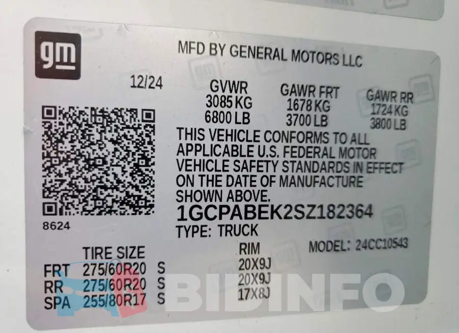 1GCPABEK2SZ182364 Photo# 12