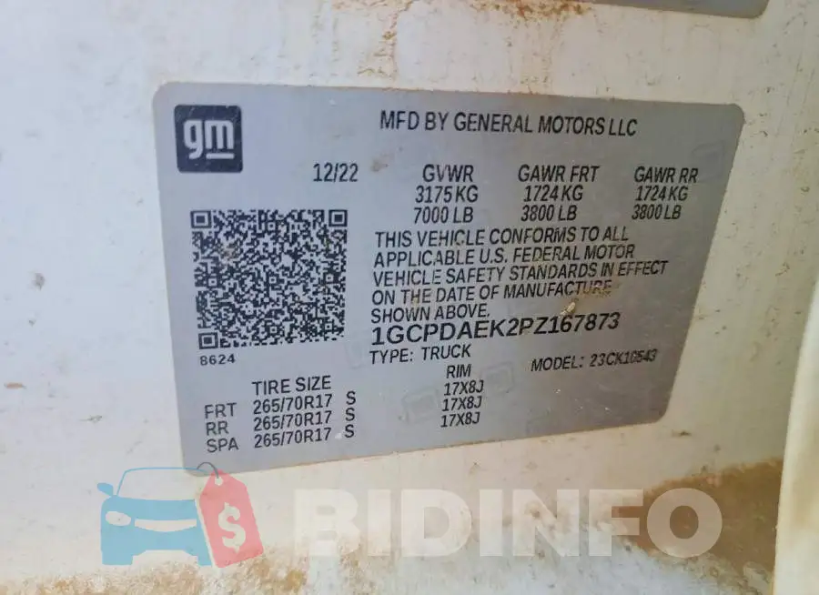1GCPDAEK2PZ167873 Photo# 12