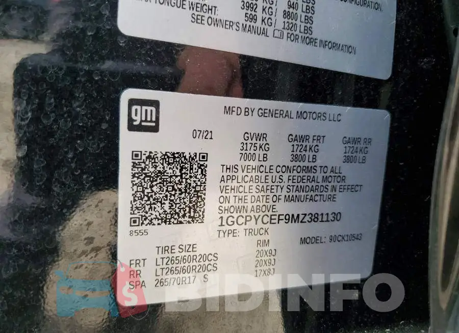 1GCPYCEF9MZ381130 Photo# 12