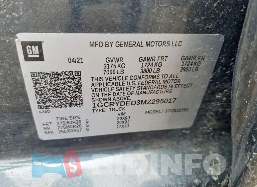 1GCRYDED3MZ295017 Photo# 12