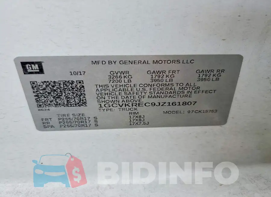 1GCVKREC9JZ161807 Photo# 12
