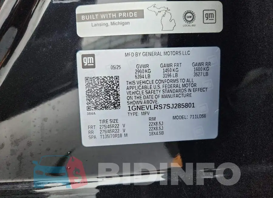 1GNEVLRS7SJ285801 Photo# 14