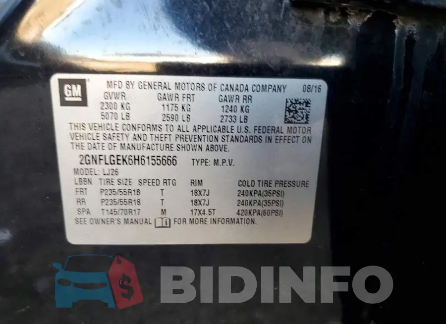 2GNFLGEK6H6155666 Photo# 13
