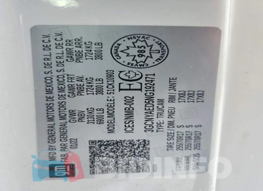 3GCNYAED5NG192471 Photo# 12