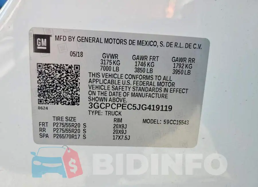 3GCPCPEC5JG419119 Photo# 12