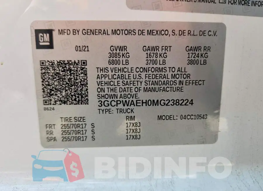 3GCPWAEH0MG238224 Photo# 12