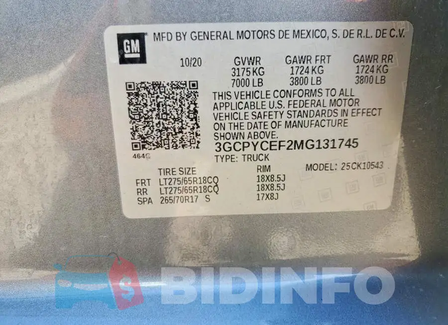 3GCPYCEF2MG131745 Photo# 12