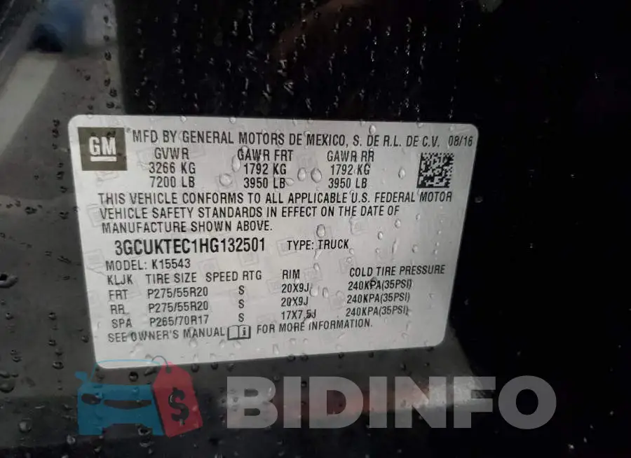 3GCUKTEC1HG132501 Photo# 12