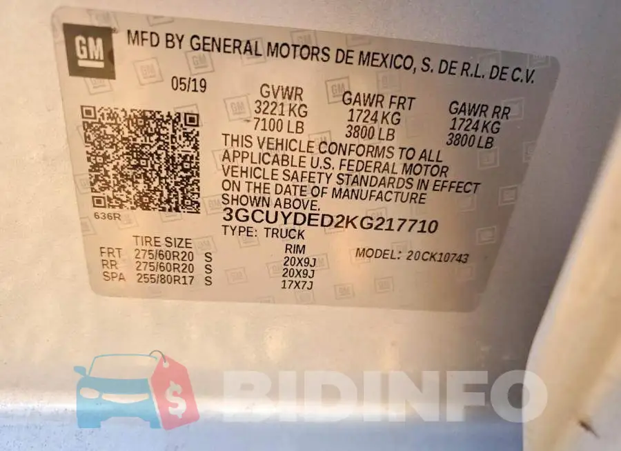 3GCUYDED2KG217710 Photo# 12